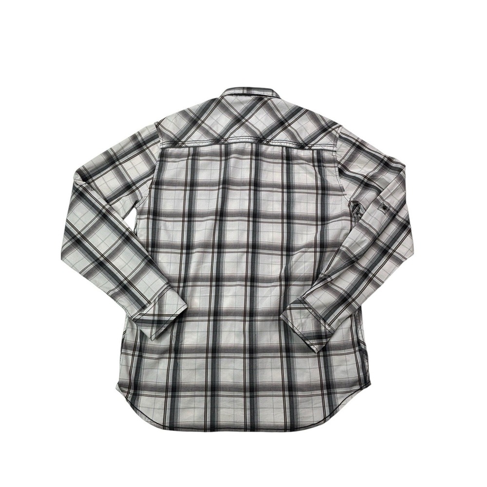 BKE Mens Athletic Fit Western Plaid Pearl Snap Shirt White Black Grey‎ Large - Picture 16 of 16